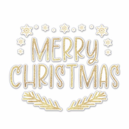 Gold Glitzer Snowflake Frohe Weihnachtsbaum Blätte Aufkleber (Vorderseite)