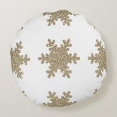 Gold Glitzer Snowflake Muster Weißes Weihnachtsfes Rundes Kissen (Rückseite)