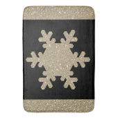 Gold Glitzer Snowflake Patterns Black Stilvoll Nie Badematte (Vorderseite Vertikal)