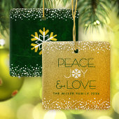 Gold Glitzer Snowflake Peace Joy Liebe Individuell Keramikornament