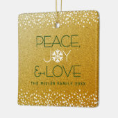 Gold Glitzer Snowflake Peace Joy Liebe Individuell Keramikornament (Links)