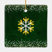 Gold Glitzer Snowflake Peace Joy Liebe Individuell Keramikornament (Rückseite)