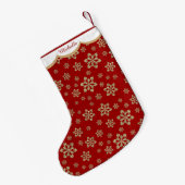 Gold Glitzer Snowflake Personalisiert Kleiner Weihnachtsstrumpf (Rückseite (Hängend))