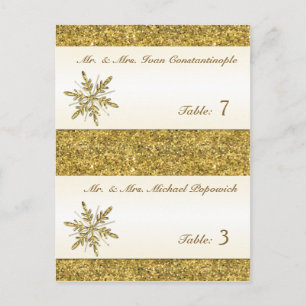 Gold Glitzer Snowflake Pre-Print Placecards Postkarte