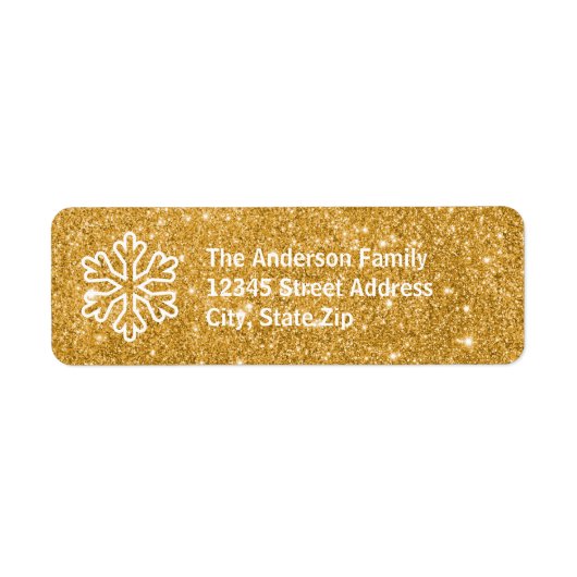 Gold Glitzer Snowflake - Rücksendeadresse (Vorne)