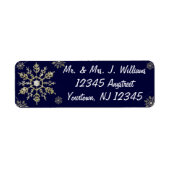 Gold Glitzer Snowflake Rücksendeadresse (Vorne)