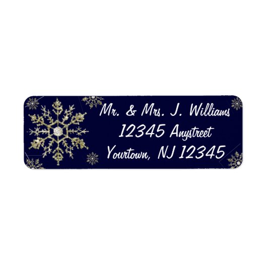 Gold Glitzer Snowflake Rücksendeadresse (Vorne)