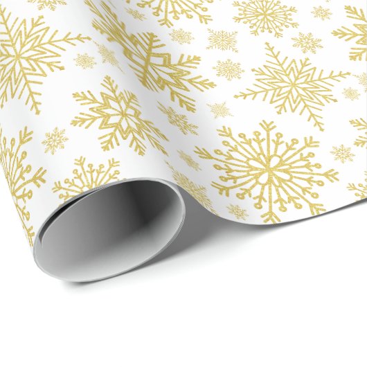 Gold Glitzer Snowflakes Geschenkpapier (Rolleneckpunkt)
