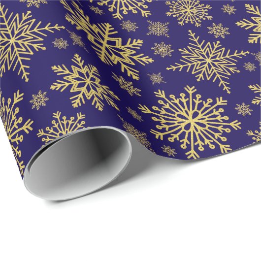 Gold Glitzer Snowflakes Geschenkpapier (Rolleneckpunkt)