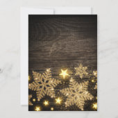 Gold Glitzer Snowflakes Rustikale Engagement Parte Einladung (Rückseite)