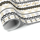 Gold Glitzer Snowflakes Schwarz-weißes nordisches Geschenkpapier (Rolleneckpunkt)