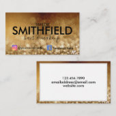 Gold Glitzer Social Media Hair & Makeup Trendy Visitenkarte (Vorne/Hinten)