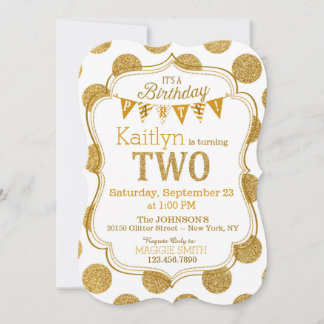 Gold Glitzer Sparkle 2. Geburtstag Einladung