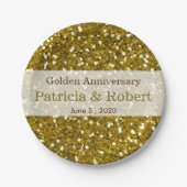 Gold Glitzer Sparkle 50. Hochzeitstag Pappteller (Vorderseite)
