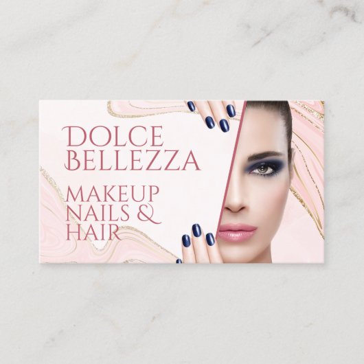 Gold Glitzer Sparkle Blush Rosa Marmormor Art Must Visitenkarte (Vorderseite)