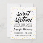 Gold Glitzer Sparkle Confetti Sweet 16 Rett Date Save The Date (Vorderseite)
