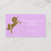 Gold Glitzer Sparkle Einhorn Windeln Raffelkarten Begleitkarte (Rückseite)