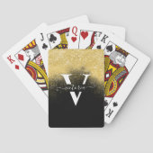 Gold Glitzer Sparkle Elegante Monogram Black Custo Spielkarten (Rückseite)