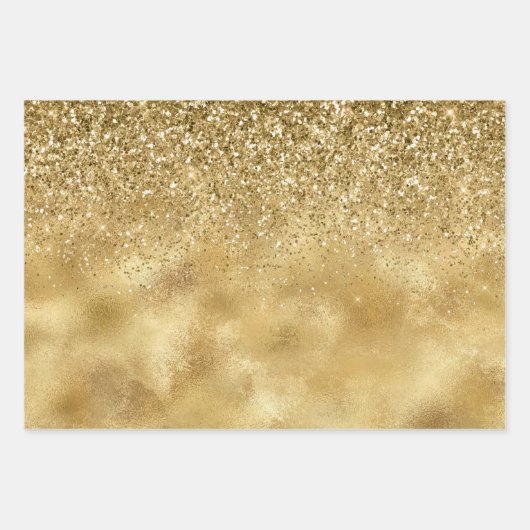 Gold Glitzer Sparkle Geschenkpapier Set (Vorderseite 3)