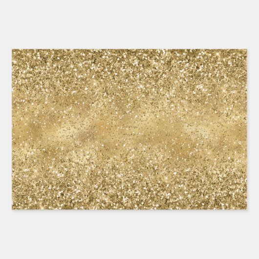 Gold Glitzer Sparkle Geschenkpapier Set (Vorderseite)