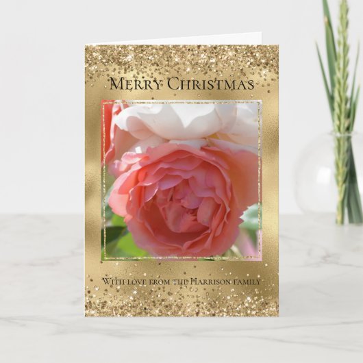 Gold Glitzer Sparkle Glam Personalisiertes Foto Karte (Vorderseite)