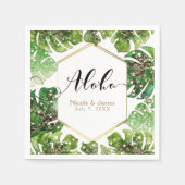 Gold Glitzer Sparkle Glam Tropical Blätter Hochzei Serviette (Vorderseite)