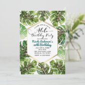 Gold Glitzer Sparkle Glam Tropical Blätter Party Einladung (Stehend Vorderseite)