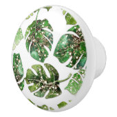 Gold Glitzer Sparkle Glam Tropische Blätter Chic Keramikknauf (Rechts)