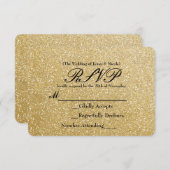 Gold Glitzer Sparkle Glamour Wedding RSVP Card (Vorne/Hinten)