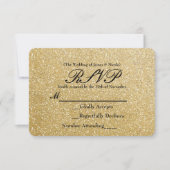 Gold Glitzer Sparkle Glamour Wedding RSVP Card (Vorderseite)