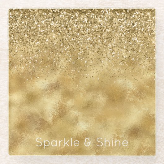 Gold Glitzer Sparkle Glasuntersetzer (Vorderseite)