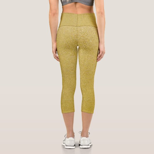 Gold Glitzer, Sparkle, Glitzer Hintergrund Capri Leggings (Rückseite)