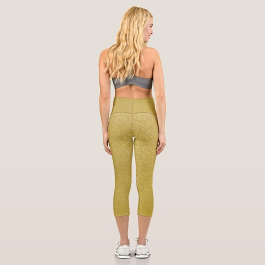 Gold Glitzer, Sparkle, Glitzer Hintergrund Capri Leggings (Rückseite)