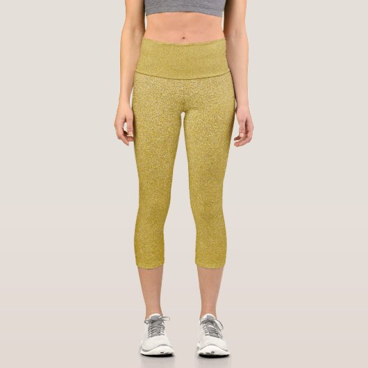 Gold Glitzer, Sparkle, Glitzer Hintergrund Capri Leggings (Vorderseite)