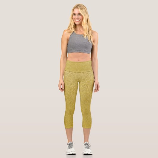 Gold Glitzer, Sparkle, Glitzer Hintergrund Capri Leggings (Vorderseite)