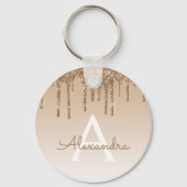 Gold Glitzer & Sparkle Luxus Monogram Schlüsselanhänger (Vorderseite)