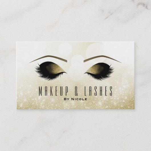 Gold Glitzer Sparkle Makeup Eyelashes Beauty Welln Visitenkarte (Vorderseite)