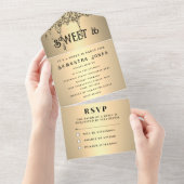 Gold Glitzer Sparkle Moderne Elegante Süß 16 All In One Einladung (Abreißen)