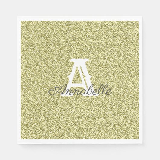 Gold Glitzer & Sparkle Monogram Napkin Serviette (Vorderseite)