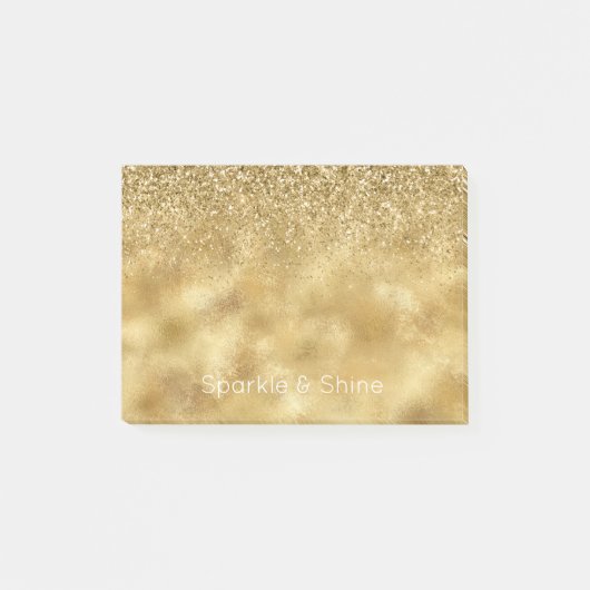 Gold Glitzer Sparkle Post-it Klebezettel (Vorderseite)
