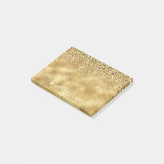 Gold Glitzer Sparkle Post-it Klebezettel (angewinkelt)