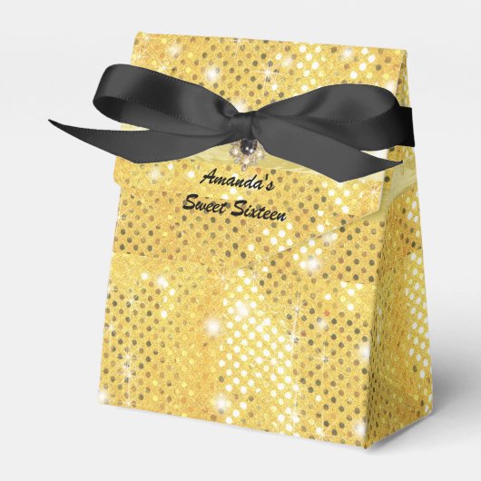 Gold Glitzer Sparkle Satin Ribbon Personalisiert Geschenkschachtel (Vorderseite)