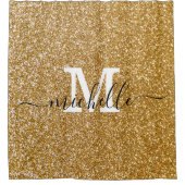 Gold Glitzer Sparkle Script Monogram Duschvorhang (Vorderseite)