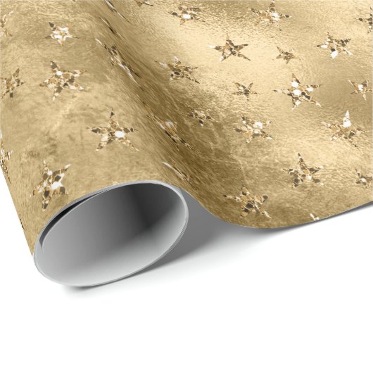 Gold Glitzer Sparkle Stars Geschenkpapier (Rolleneckpunkt)
