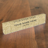 Gold Glitzer Sparkle Trendy Glam Personalisiert Namensplakette (Seite)