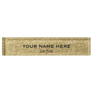 Gold Glitzer Sparkle Trendy Glam Personalisiert Namensplakette