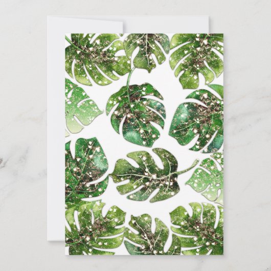 Gold Glitzer Sparkle Tropical Blätter Brautparty Einladung (Rückseite)