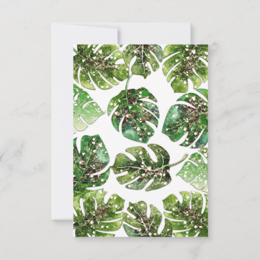 Gold Glitzer Sparkle Tropical Blätter Tischnummer (Rückseite)