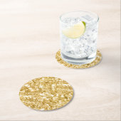 Gold Glitzer Sparkle Wedding Reception Party Runder Pappuntersetzer (Vor Ort)