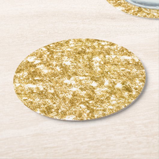 Gold Glitzer Sparkle Wedding Reception Party Runder Pappuntersetzer (Angewinkelt)